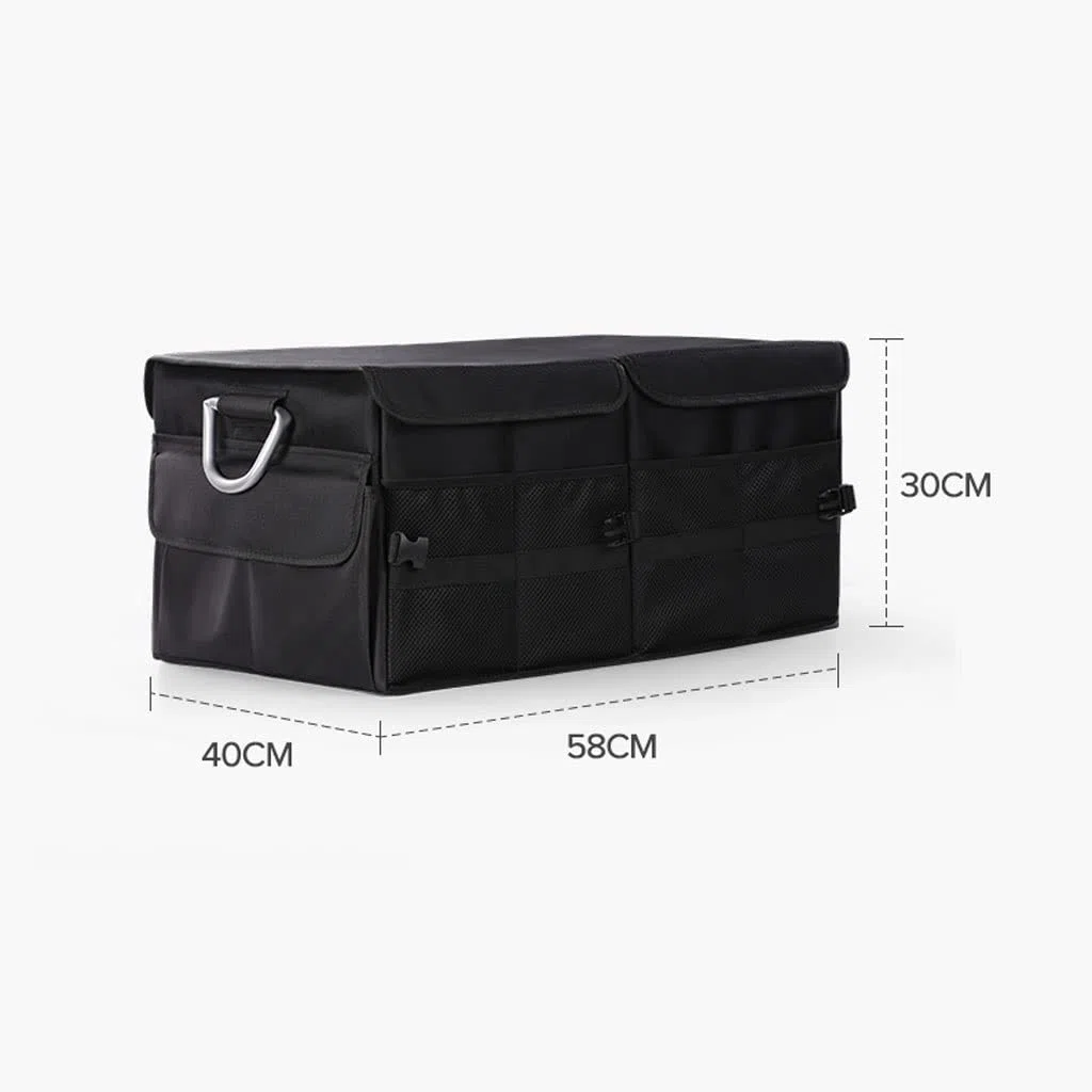 Organisateur de Coffre de Voiture Organisateur de Rangement de Coffre Durable avec Bande réfléchissante Pliable et Plusieurs Compartiments Accessoires de Rangement de Voyage