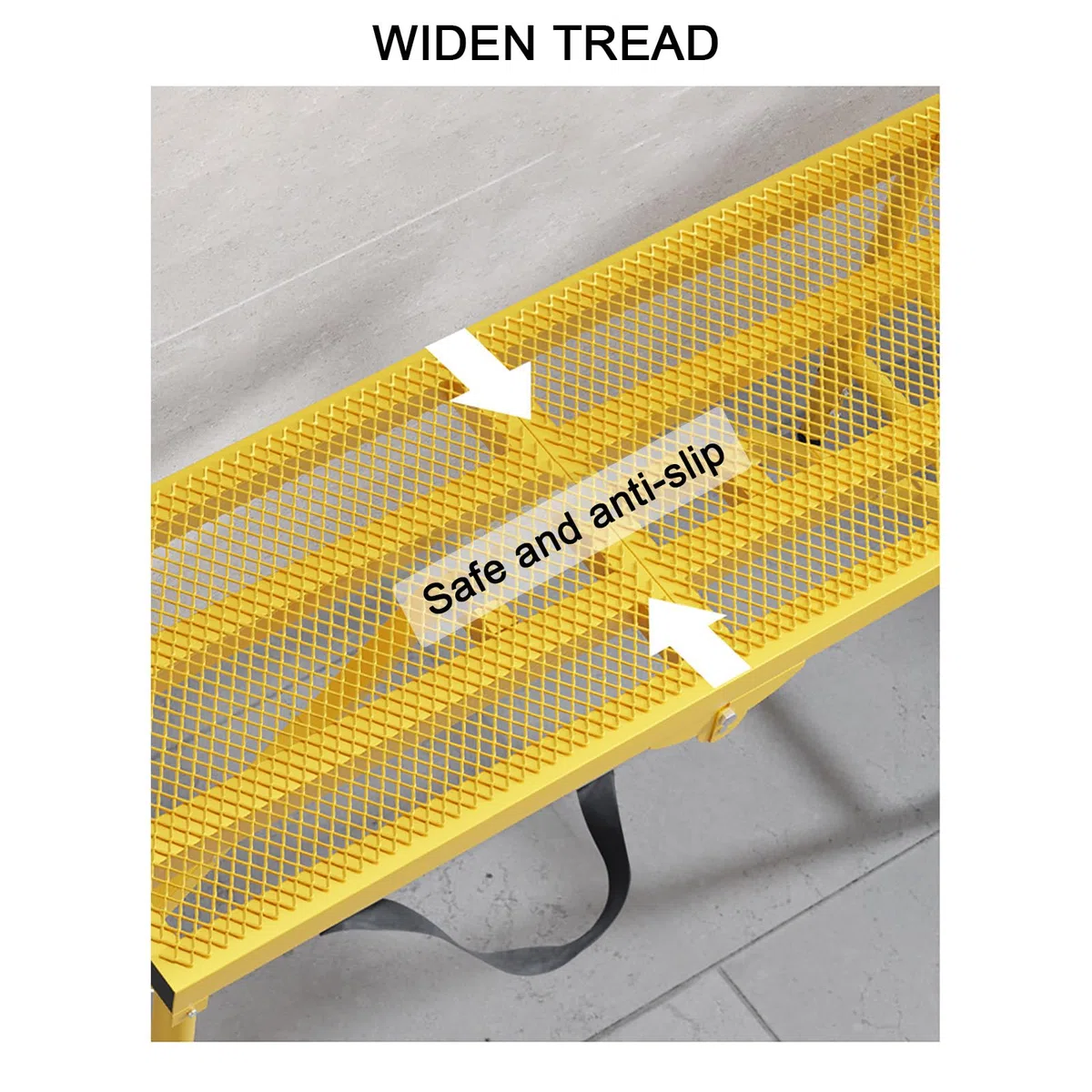 Tabouret De Cheval Pliable en Acier Au Carbone De Haute Qualité, Outil De Construction avec Pédales Antidérapantes Élargies, Charge D'environ 20KG + Levage À 5 Niveaux (Espacement 10CM),Yellow