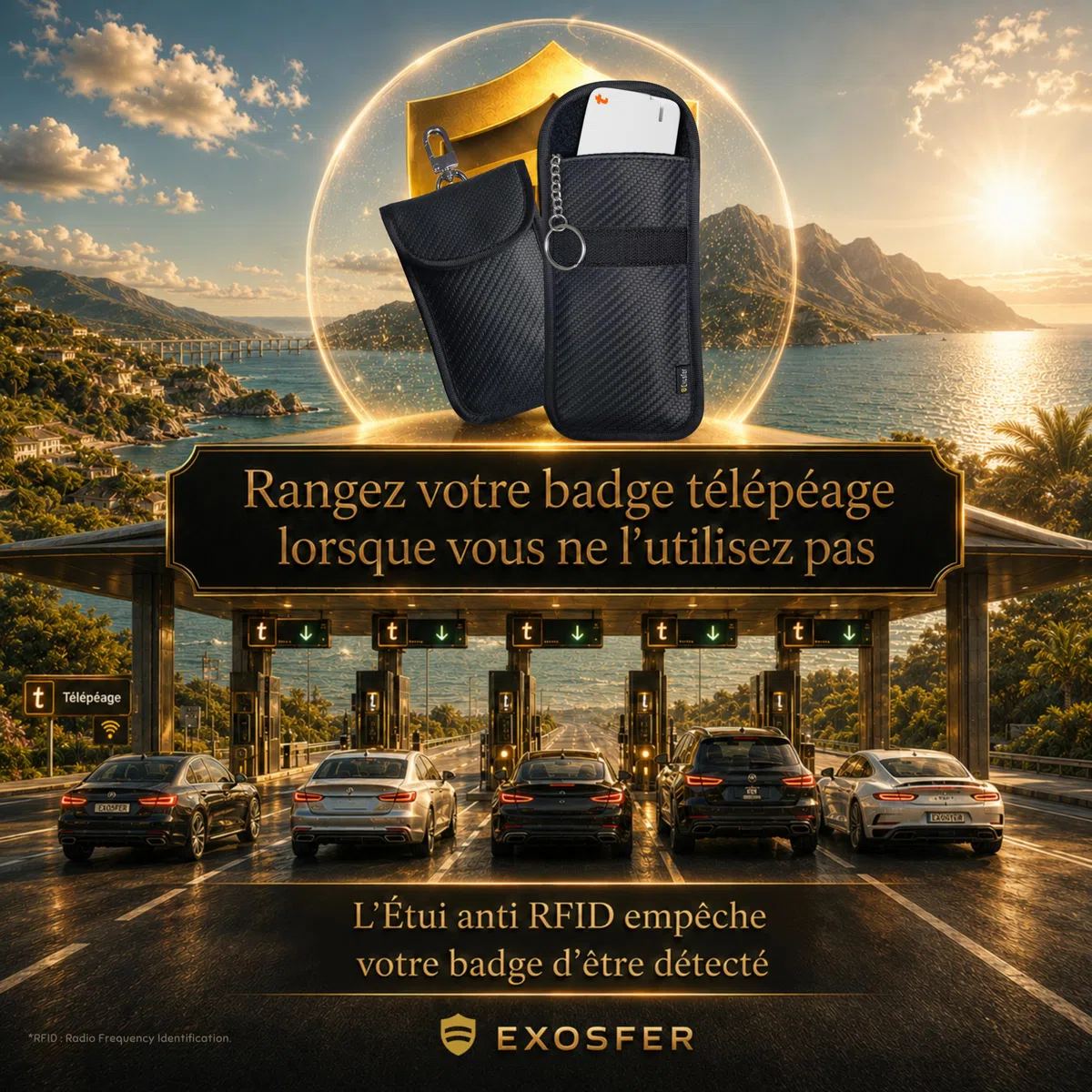 Etui Anti RFID et Ondes pour Clé de Voiture - Pochette Cage de Faraday - Blocage Signal, Anti Piratage, Antivol Auto, Protection Badge Télépéage. Tissu Carbone (2 pochettes Medium)