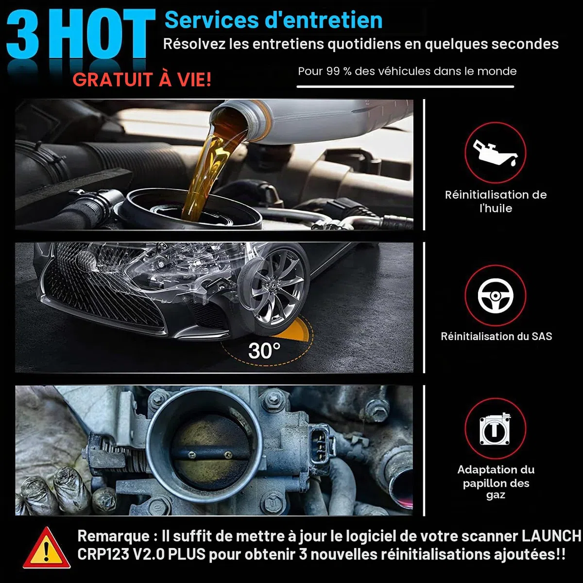 Launch CRP123 V2.0 Plus Elite[Nouveau modèle 2024] Outil d'analyse de Tous Les systèmes avec 3 réinitialisations d'huile/réapprentissage de l'accélérateur/réinitialisation SAS, Outil de Diagnostic