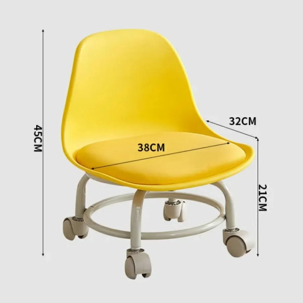 Tabouret Roulant avec Roues à 360 degrés – Plastique métal pour la Maison, Le, Le Bureau, Le Massage, Le Magasin