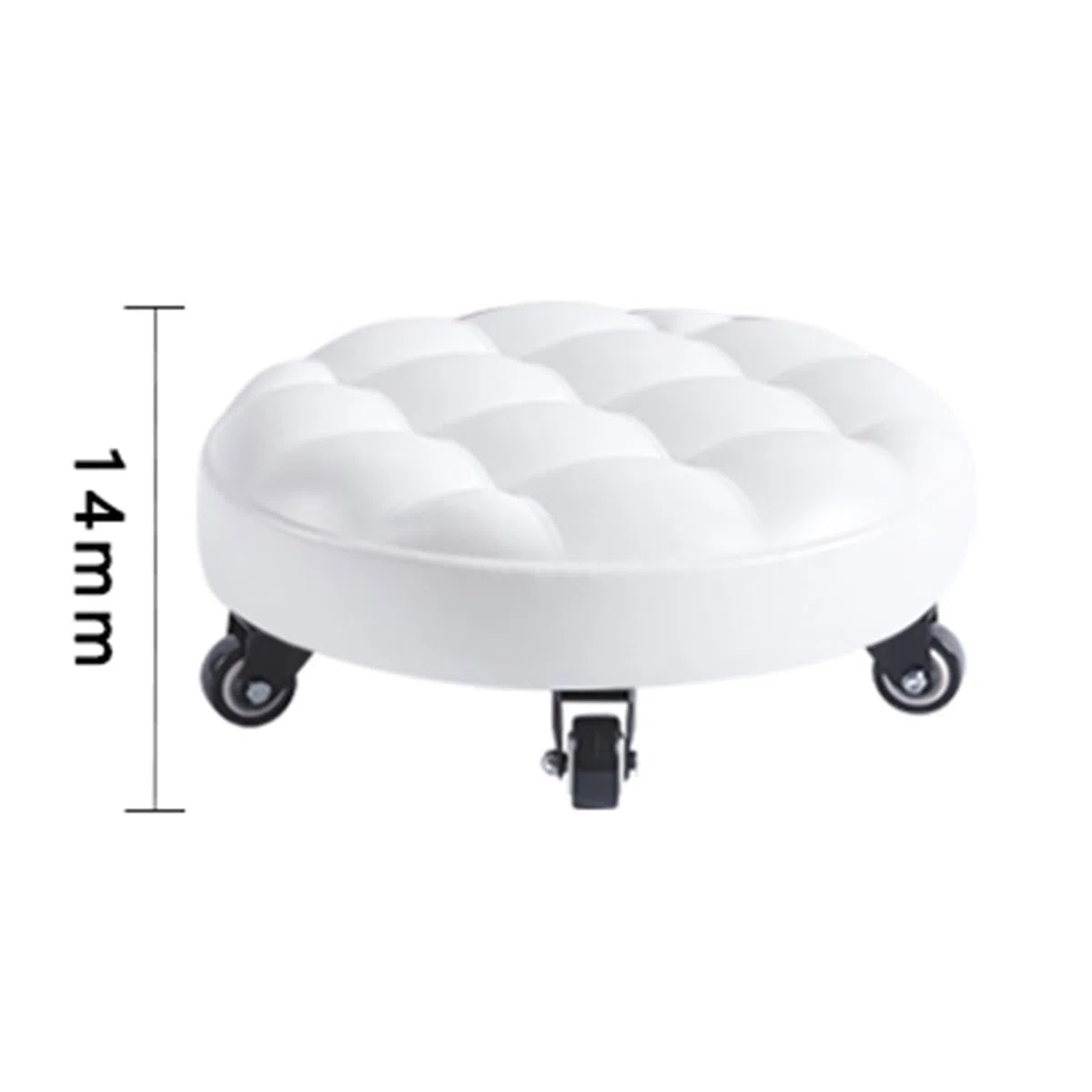 Tabouret Bas à roulettes, Tabouret Court à roulettes avec roulettes pivotantes, Petits tabourets Bas en Cuir sur roulettes(Noir Taille Unique)