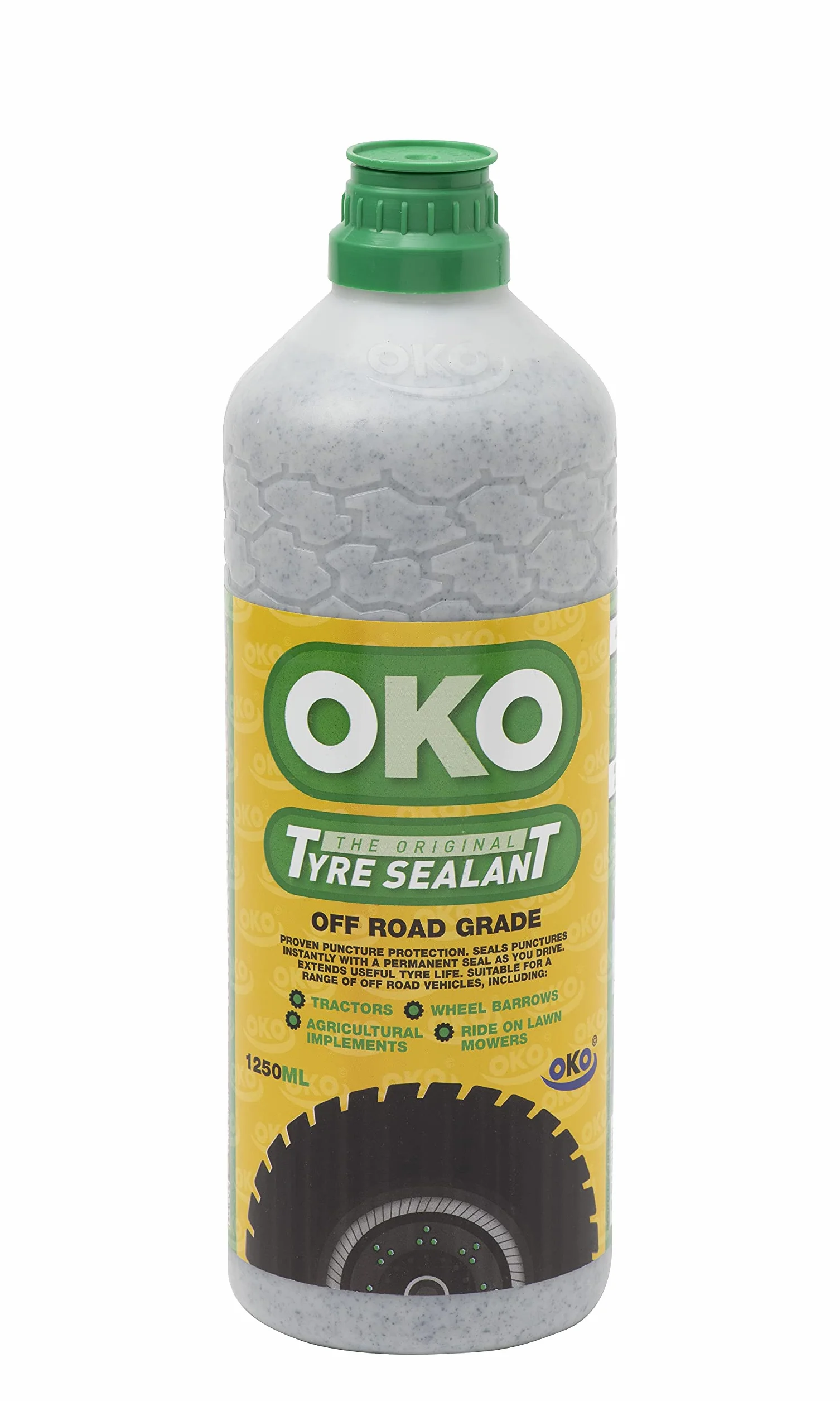 GREENSTAR - Flacon Anti-Crevaison Préventif Et Curatif OKO VERT - 1,25 L-Pour Pneus Tubeless Et Avec Chambre À Air - Application Non Routières
