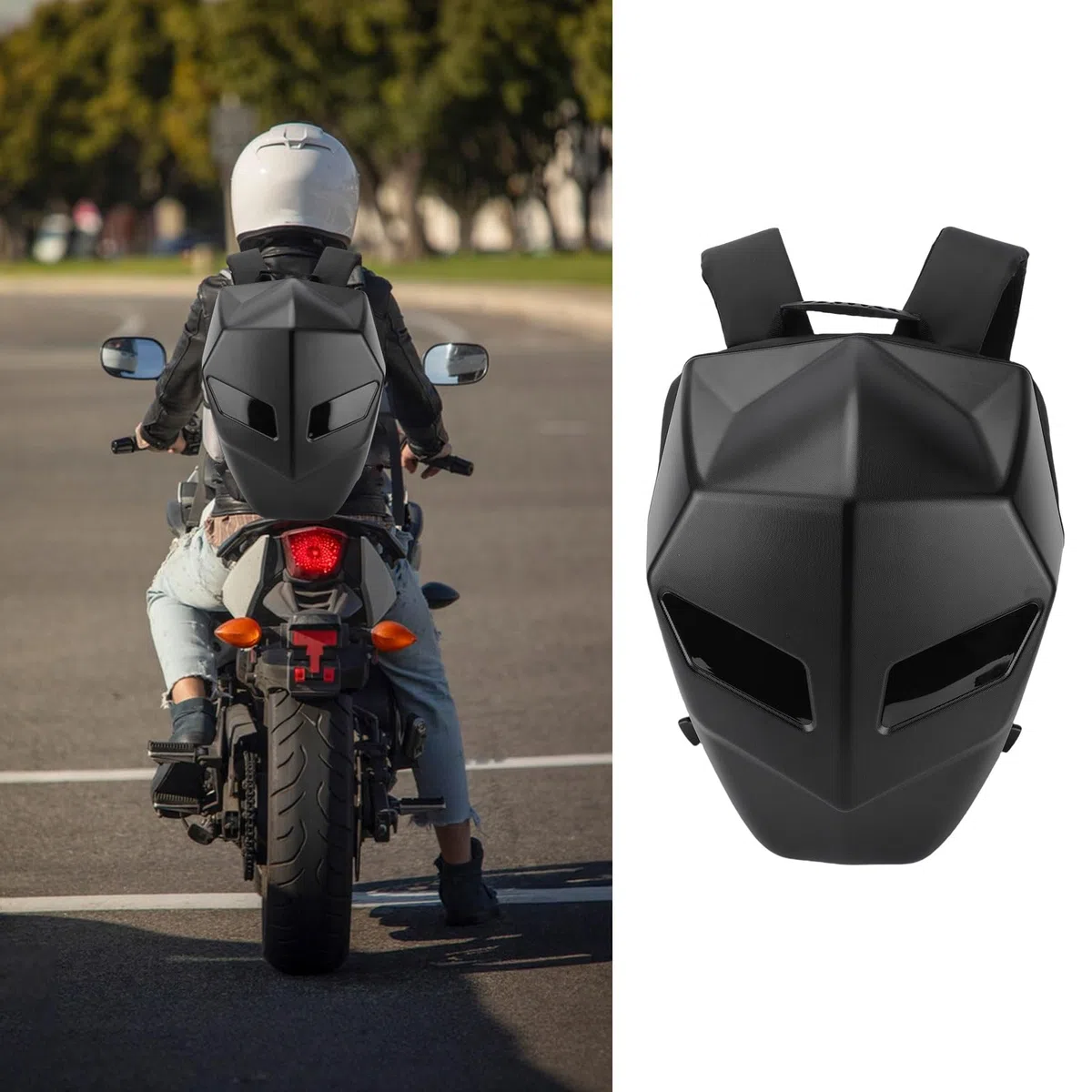 Sac à Dos de Moto à LED, Sac de Casque Coque Rigide, Contrôle par Application, Intelligente Affichage Textuel Exprimant l'amour Moto pour Les Voyages D'équitation