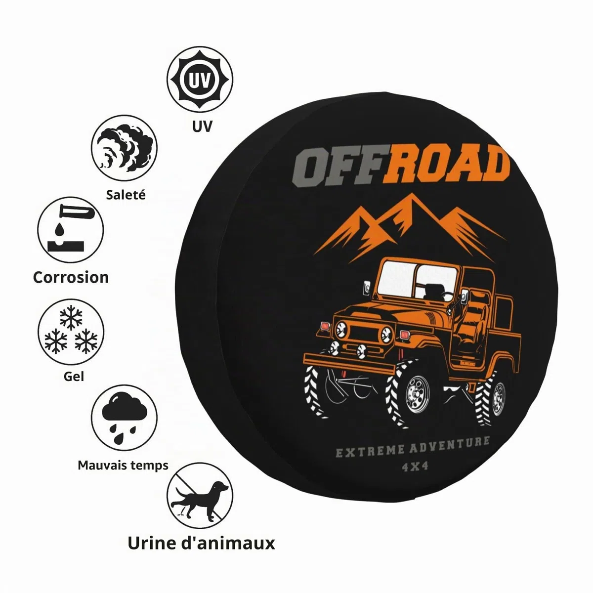 Housse de roue de secours pour voiture, impression 4x4 pour aventure extrême tout-terrain, housses de roue étanches et anti-poussière, pour SUV, VR, remorque, sac de pneu 38 cm