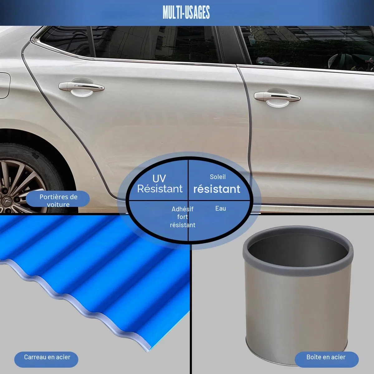 Garniture de Bord en Caoutchouc, Bordure Flexible pour Bords tranchants, Protection de Bord en U de 2 mm, Protections de Bords Autocollantes pour Portes de Voiture, Longueur 6 m