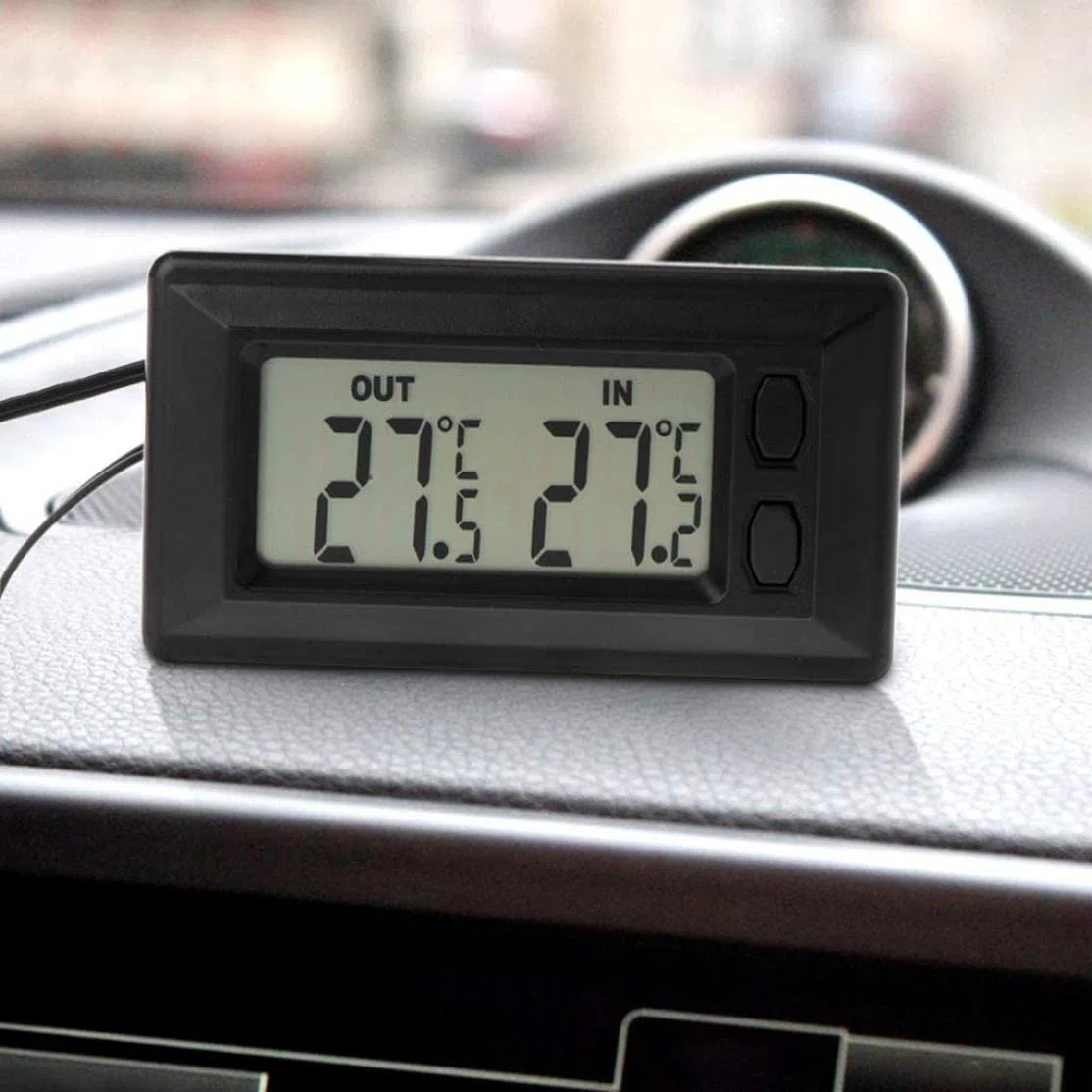 Thermomètre automobile intérieur et thermomètre extérieur Thermomètre à affichage numérique LCD avec un thermomètre intérieur et extérieur du câble de 1,5 m