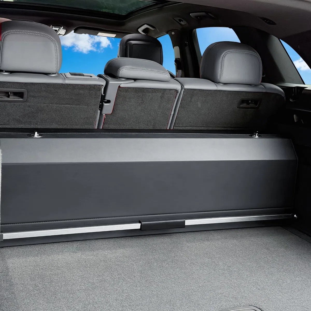 Organiseur de coffre de voiture, En cuir imperméable, Avec couvercle et poignée robuste, Compartiment mobile, Convient pour les voitures, SUV (Noir, (103 * 29 * 31cm))